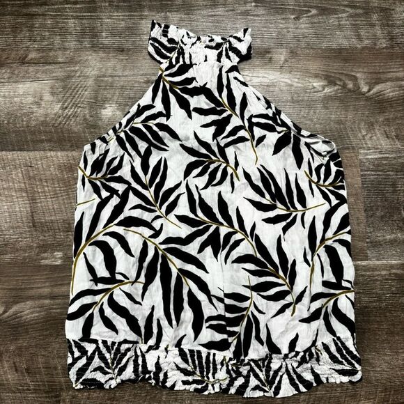 Fever Leaf Print Halter Neck Tank Top Size Large - Picture 1 of 7